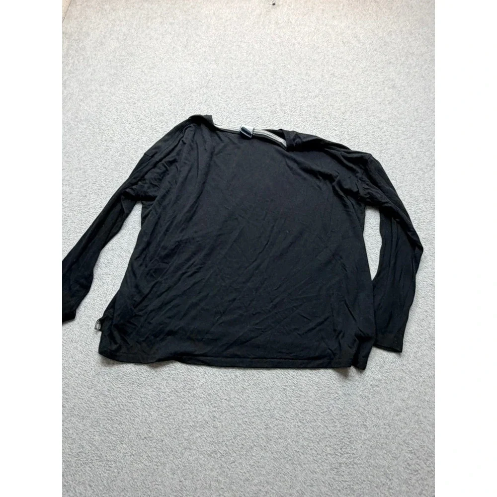Nike Womens Long Sleeve Graphic Tee Black Silver Logo Oversized Top L 854961-010